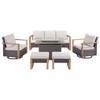 4 Pieces Patio Furniture Set with 41" Propane Fire Pit Table, Deep Seating Wicker Sofa Couch with Swivel Glider Chairs Set Patio Conversation Set - 2 of 4
