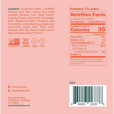 OLIPOP Strawberry Vanilla Prebiotic Soda - 4ct/12 fl oz_9