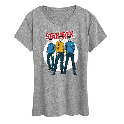 Women's - Star Trek - Galaxy Captain Kirk Spock Crew Short Sleeve Graphic T-Shirt