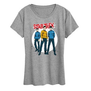 Women's - Star Trek - Galaxy Captain Kirk Spock Crew Short Sleeve Graphic T-Shirt - 1 of 4
