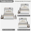 Kids Boucle Upholstered Bed Frame with Bookcase Headboard and 2 Storage Drawers, Noise-Free Platform Bed - 2 of 4