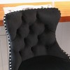 Set of 2 Black Swivel Velvet Barstools Adjusatble Seat Height from 25-33 Inch Chrome base Bar Stools with Backs - 3 of 4