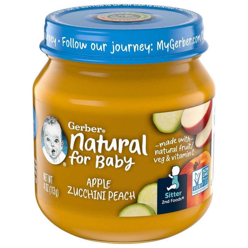 Gerber 2nd Food Natural Glass Apple Zucchini Peach Baby Meals - 4oz, 6 of 7