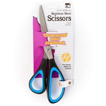 Charles Leonard Stainless Steel Scissors with Cushion Grip Handle, 8-1/4" Straight, Blue/Black