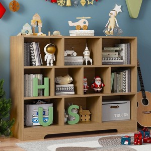 Book Shelf, Cubes Storage Organizer, Freestanding Bookshelf Cube Shelf for Bedroom, Living Room, 3-Tier Open Bookshelf Wooden Bookcase - 1 of 4