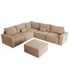 XIZZI Modular Corduroy Sectional Sofa: 5 Sold-Separately Units (Corner, Arms, Ottoman) | Black/Camel | Standard/Large Cushion Options | DIY Friendly - 2 of 4
