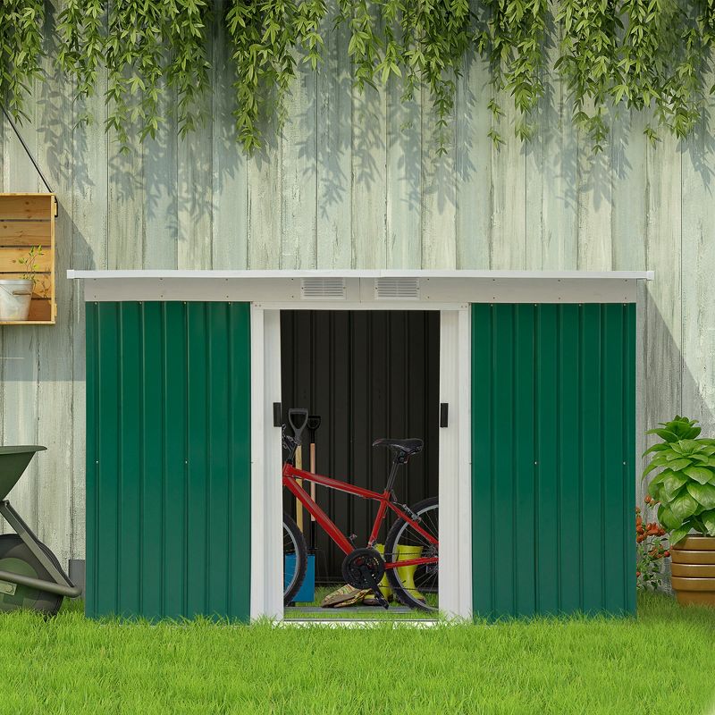 Outsunny Metal Garden Storage Shed Tool House with Sliding Door Spacious Layout & Durable Construction for Backyard, Patio, Lawn, 3 of 9