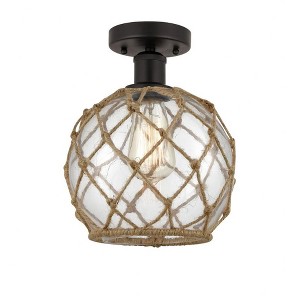 Farmhouse Rope - 1 Light Semi-Flush Mount In Industrial Style-10.75 Inches Tall and 8 Inches Wide - 1 of 1