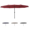 15 foot double topped terrace umbrella with base, oversized outdoor market umbrella with crank handle - 3 of 4