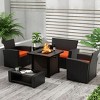 WestinTrends 4 Piece Conversation Outdoor Patio Sofa Set with Square Fire Pit Table - 2 of 4