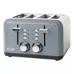 Haden 75007 Perth Wide Slot Stainless Steel Body Countertop Retro 4 Slice Toaster with Adjustable Browning Control, Slate Gray