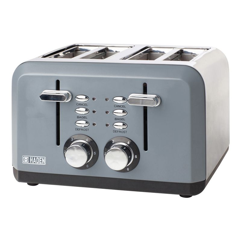 Haden Perth Wide Slot Stainless Steel Body Retro 4 Slice Toaster & Perth 1.7 Liter Stainless Steel Electric Kettle with Auto Shut Off, Slate Gray, 3 of 7