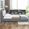1pc Full Size Storage Platform Bed, Solid Wood Frame with Upholstered Headboard, Shelves & Drawers - Baofuwish - 3 of 4
