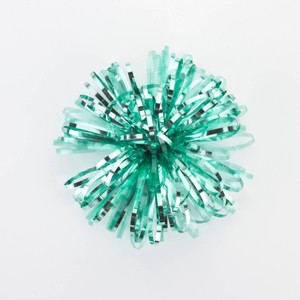 Bows And Sparkles 5" Tinsel Pom Gift Bow Green - 1 of 3