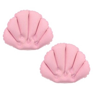 Unique Bargains PVC Terry Cloth Inflatable Bath Pillow with Suction Cup 2 Pcs - 1 of 4