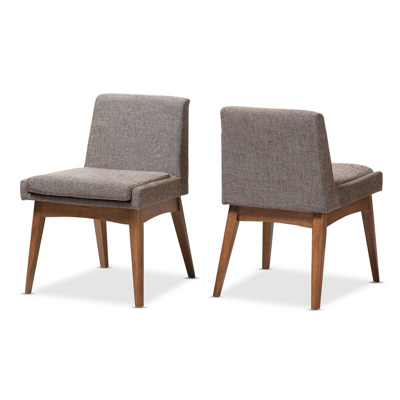 Set of 2 Nexus Mid - Century Modern Wood Finishing and Fabric Upholstered Dining Side Chair Gravel/Walnut Brown - Baxton Studio, 1 of 10