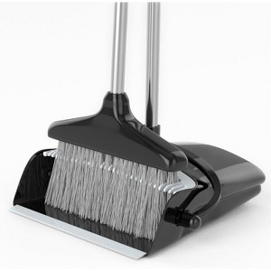 Broom with Dustpan Combo Set, 54" Adjustable Length Stainless Steel Handle Standing Dust Pan for Office and Home - 1 of 4