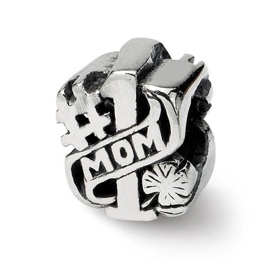 Black Bow Jewelry Sterling Silver #1 Mom Bead Charm