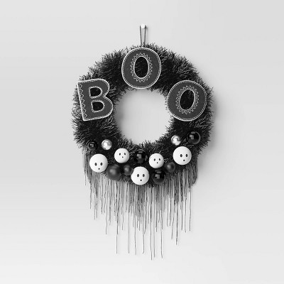 26" Boo Artificial Wreath Black - Hyde and EEK! Boutique™