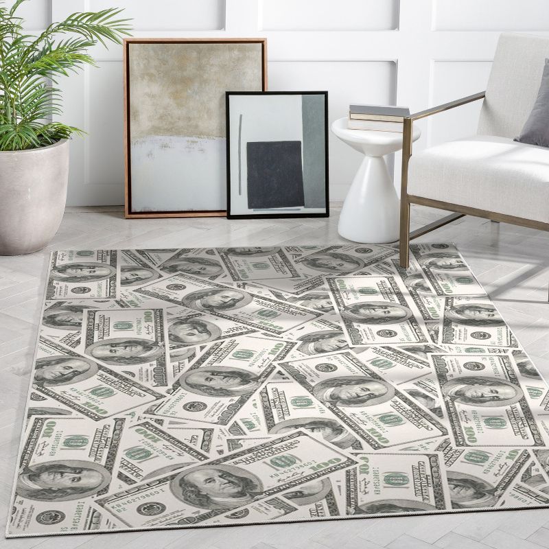 Well Woven Money Collection Hund Dollar Bill Collage 2006 Version Green Area Rug, 4 of 9