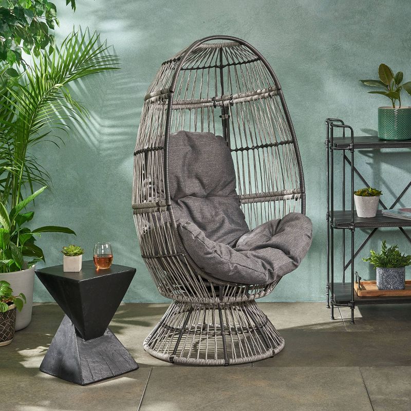 Pintan Wicker Swivel Egg Chair - Christopher Knight Home, 3 of 8