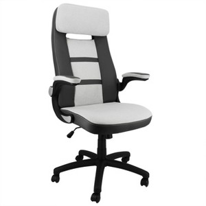 Elama High Back Adjustable Faux Leather and Fabric Office Chair in Dark Gray and Light Gray - 1 of 4