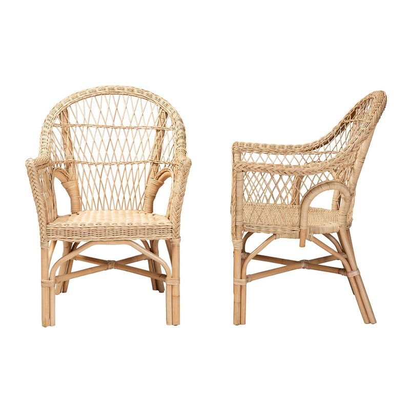 bali & pari Zara Modern Bohemian Natural Rattan 2-Piece Accent Chair Set, 4 of 9