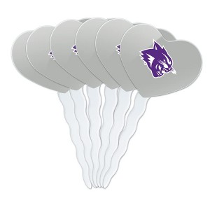 Abilene Christian Secondary Logo Heart Love Cupcake Picks Toppers Decoration Set of 6 - 1 of 4