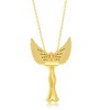 Bella Silver Sterling Silver CZ Angel 18" Pendant Necklace W/Movable Wings - Gold Plated - Gold - 4 of 4