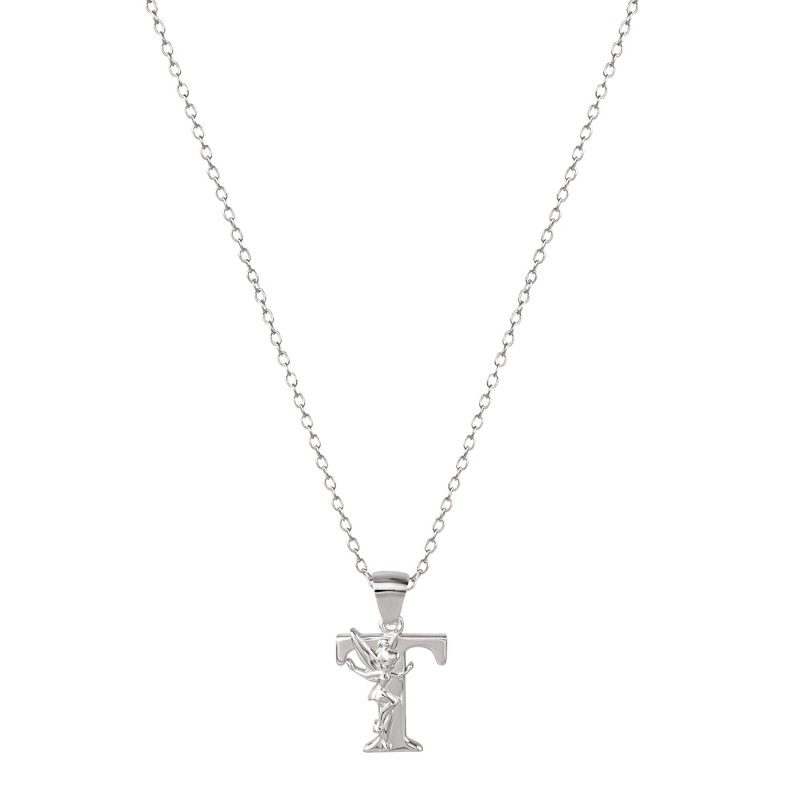 Disney Tinkerbell Initial Silver Pendant Necklace, 3 of 6