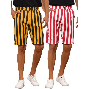 Lars Amadeus Men's Striped Regular Fit Summer Dress Chino Shorts 2 Packs - 1 of 4