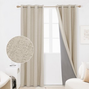 Deconovo Faux Linen Total Blackout with Coating Curtains (2 Panel) - 1 of 4