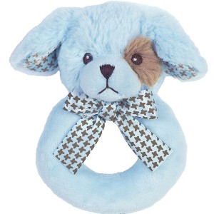 Bearington Baby Lil' Waggles, 5.5 Inch Blue Puppy Dog Plush Stuffed Animal, Soft Baby Boy Rattle - 1 of 4
