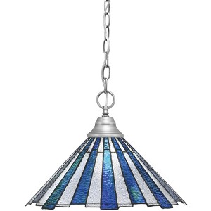 Toltec Lighting Any 1 - Light Pendant in  Brushed Nickel with 16" Sea Ice Art Glass Shade - 1 of 1