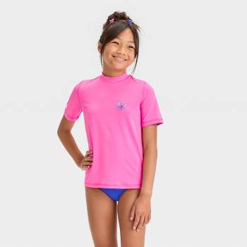 Girls Swim Set With Long Sleeve Rash Guard, Swim Shorts, And Sunglasses,  Kids Ages 3t-8 Years (pink - Beach Life) : Target