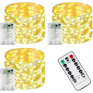 FAAYFIAN 3-Pack 78 ft 240-LED Battery Fairy Lights, Warm White Waterproof String Lights With 8 Modes and Timer - 1 of 4