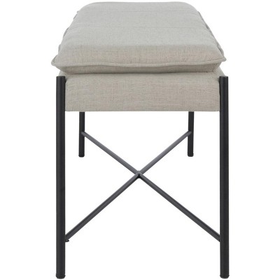Light Grey Linen Cushioned Minimalist X Bench