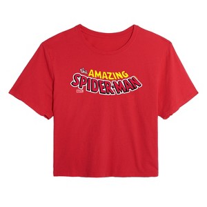 Women's - Marvel - Spider-man Editorial Logo Cropped Graphic T-Shirt - 1 of 4