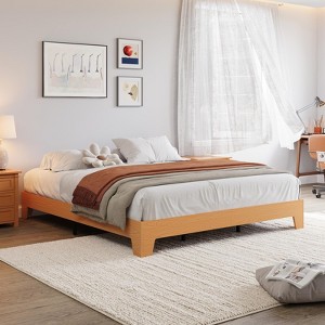 Wood Platform Bed Frame, Wood Slat Support, No Box Spring Needed, Easy Assembly, Noise-Free Design, Underbed Space for Storage - 1 of 4