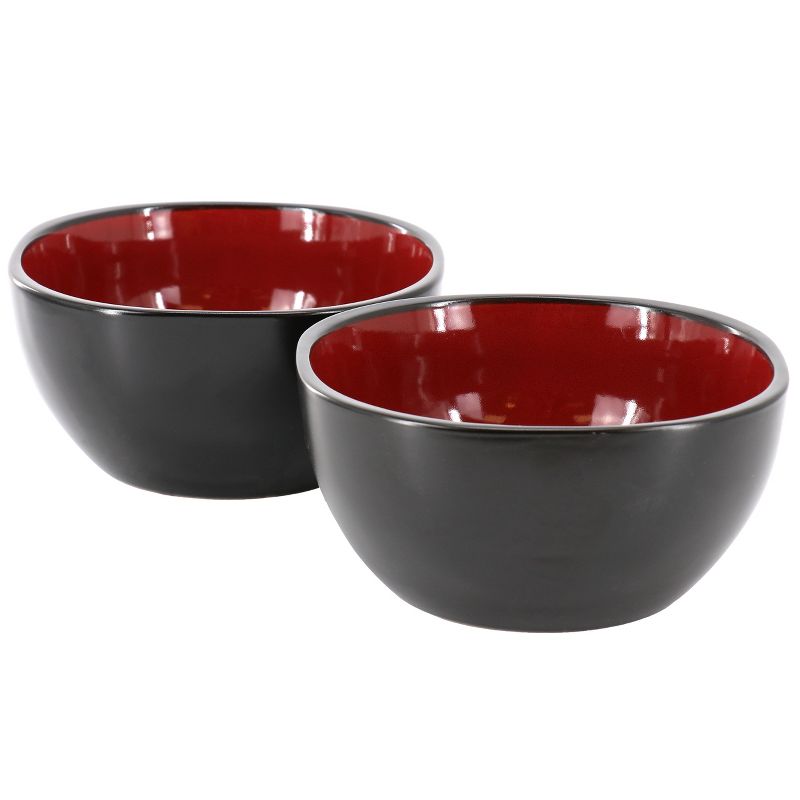 Gibson Home Urban Cafe 2 Piece 6 Inch Round Stoneware Bowl Set in Red, 1 of 7