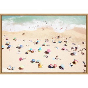 23" x 16" Seaside 1 Beach by Carina Okula Framed Canvas Wall Art - Amanti Art: Aerial Beach View, Modern Decor - 1 of 4
