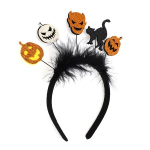 Unique Bargains Cat Pattern Headband for Halloween 4.72" Diameter Black Orange 1 Pc - 1 of 4