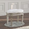 Simple Relax Upholstered Oval Vanity Stool with Faux Diamond Trim in Silver and Ivory - 2 of 4