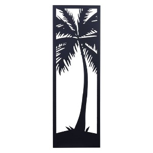 Lone Palm II Laser Cut Metal Wall Art Black - StyleCraft: Iron Botanical Sculpture, Nautical Coastal Decor, 36"x12" - 1 of 4