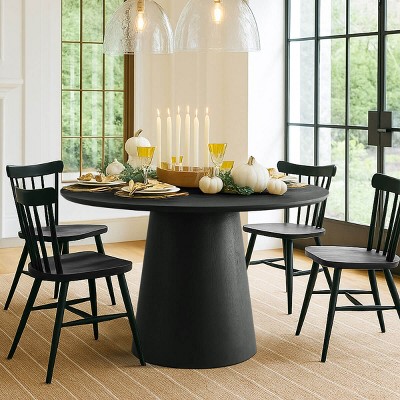 Extendable Dining Room Table,47" Wood Round Dining Table for Dining Room,Kitchen,Farmhouse-Tanpinhause