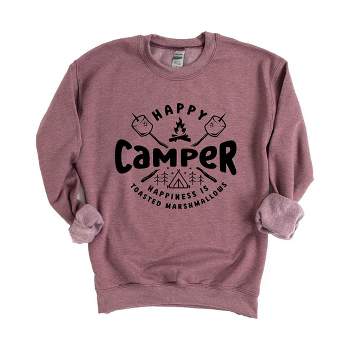 Simply Sage Market Women's Graphic Sweatshirt Happy Camper Toasted Marshmallow