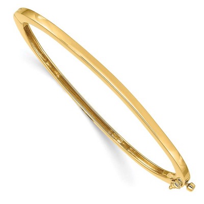 Black Bow Jewelry 2.5mm 14k Yellow Gold Polished Solid Open Back Hinged Bangle Bracelet