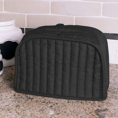 Black Quilted Polyester and Cotton Two-Slice Toaster Cover