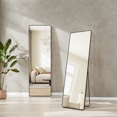 LEDREM Full Length Mirror, 63 x 20 Inches, Rectangle Full Body Mirror with Stand, for Bedroom, Living Room