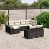 vidaXL Patio Sofa Set with Cushions Outdoor Furniture 10 Piece Poly Rattan - Black and Cream - 2 of 4